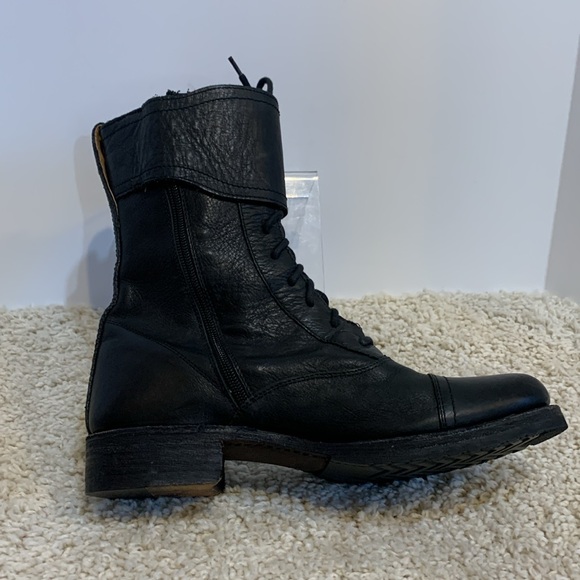 Black moto boot Frye combat lace up - Picture 9 of 16